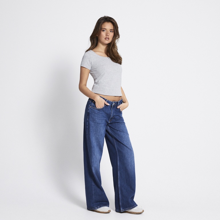 Basic scoop neck tee "Filippa" Grey Melange